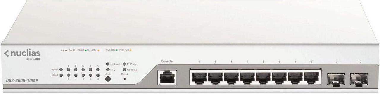 10-Port Gigabit PoE+ Nuclias