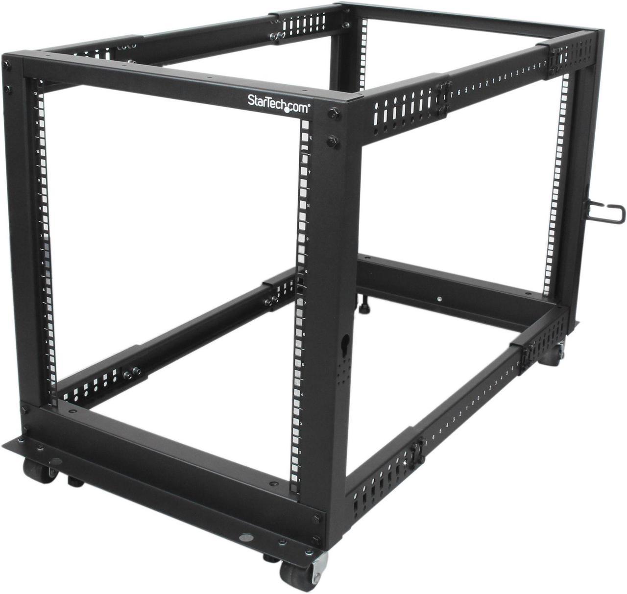 StarTech.com 12U 19" Open Frame Server Rack, 4 Post Adjustable Depth 23-41" Mobile, Free Standing Rolling Network/Comput