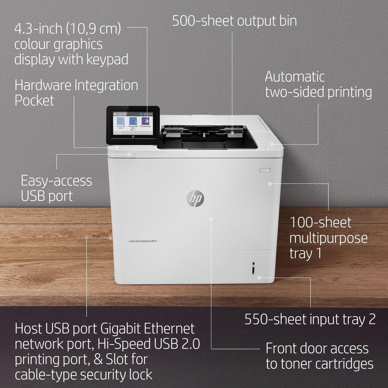 Alt view image 7 of 7 - HP LASERJET ENT M611DN PRINTER