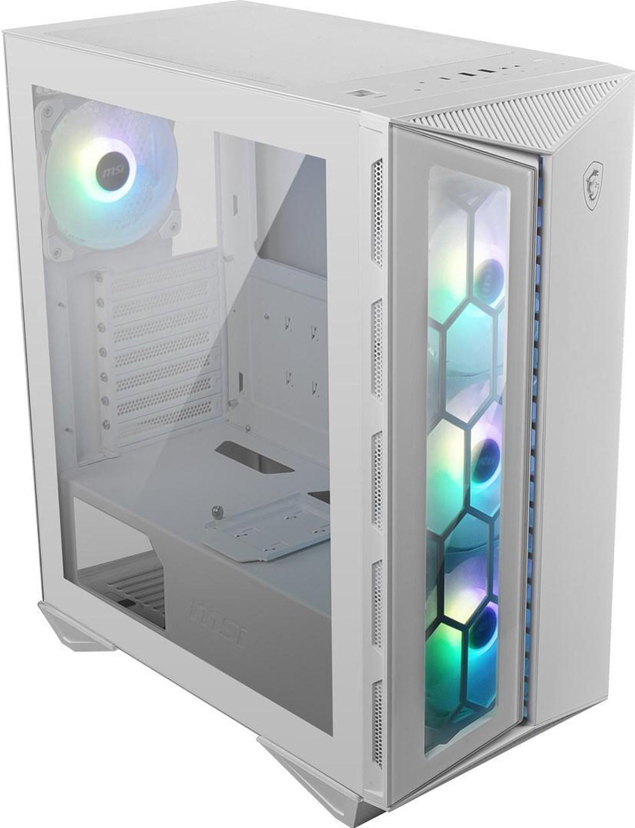 MSI MPG GUNGNIR 110R WHITE Mid Tower Gaming Computer Case 'White, 4x 120mm ARGB Fan, 1 to 6 ARGB Control board, USB Type