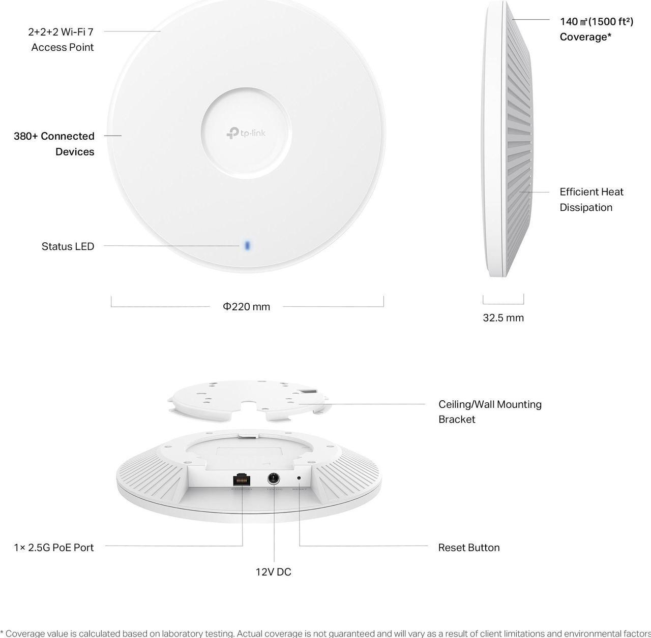 Alt view image 11 of 16 - TP-Link Omada EAP772 Tri Band IEEE 802.11 a/b/g/n/ac/ax/be 10.40 Gbit/s Wireless Access Point