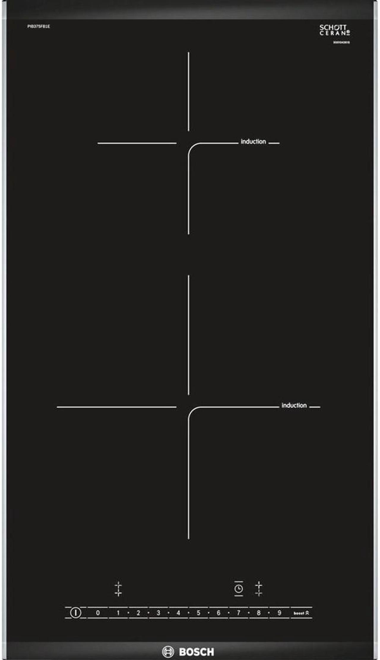 Bosch PIB375FB1E hob Black, Stainless steel Built-in Zone induction hob 2 zone(s)