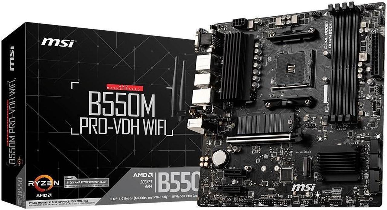 AM4 MSI B550M PRO-VDH WIFI mATX (M.2 Port, PCIe 3.0 x 4, NVMe PCI:2 PCIe:1 RAM:4)