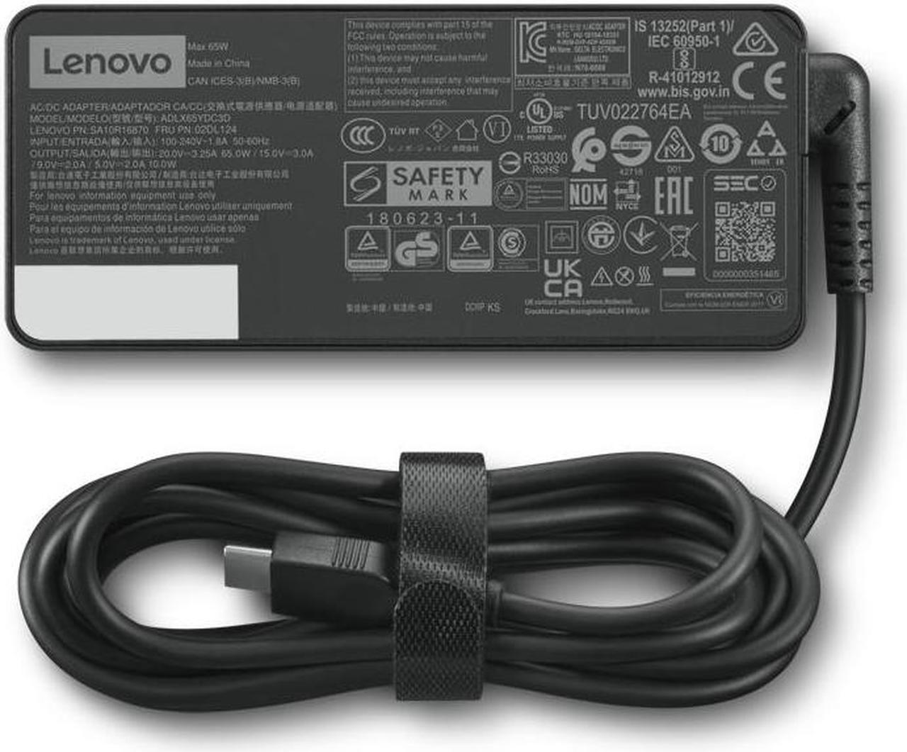 Lenovo USB-C 65W AC Adapter - Power adapter - AC - 65 Watt - United Kingdom - black - for IdeaPad 5 14, 5 15, 5 Pro 14,