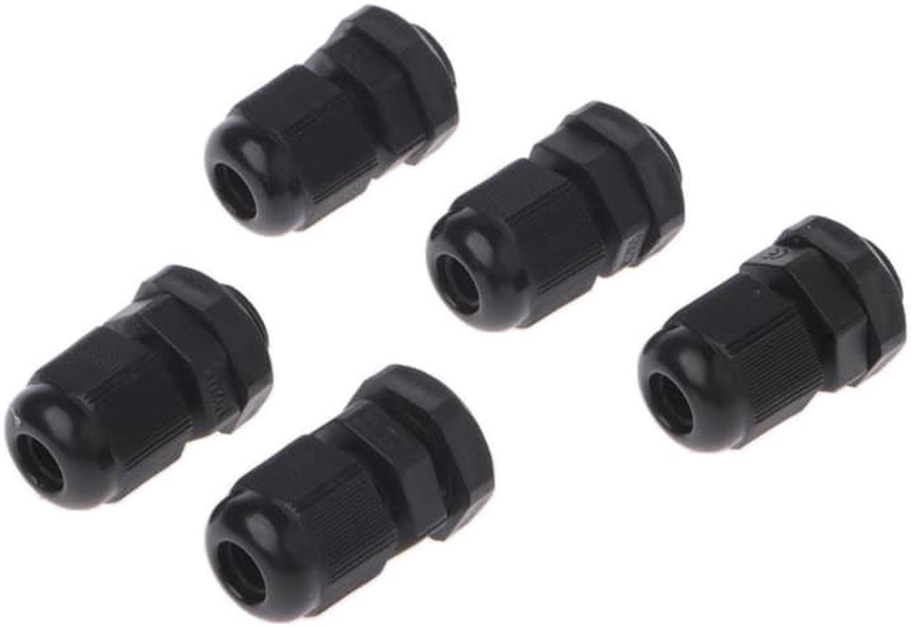 5 Pcs 12mm Compression Cable Glands Black Waterproof IP68 M12 TRS Stuffing Gland