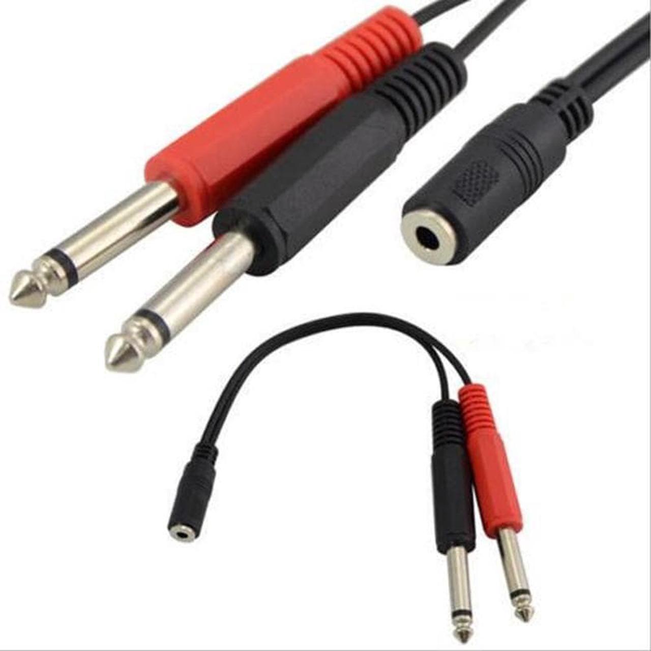 20cm 3.5mm Female Plug to 2×6.35mm TRS Mono Male Jack Audio Socket Adapter Cable 10Pcs/Lot (1pcs)