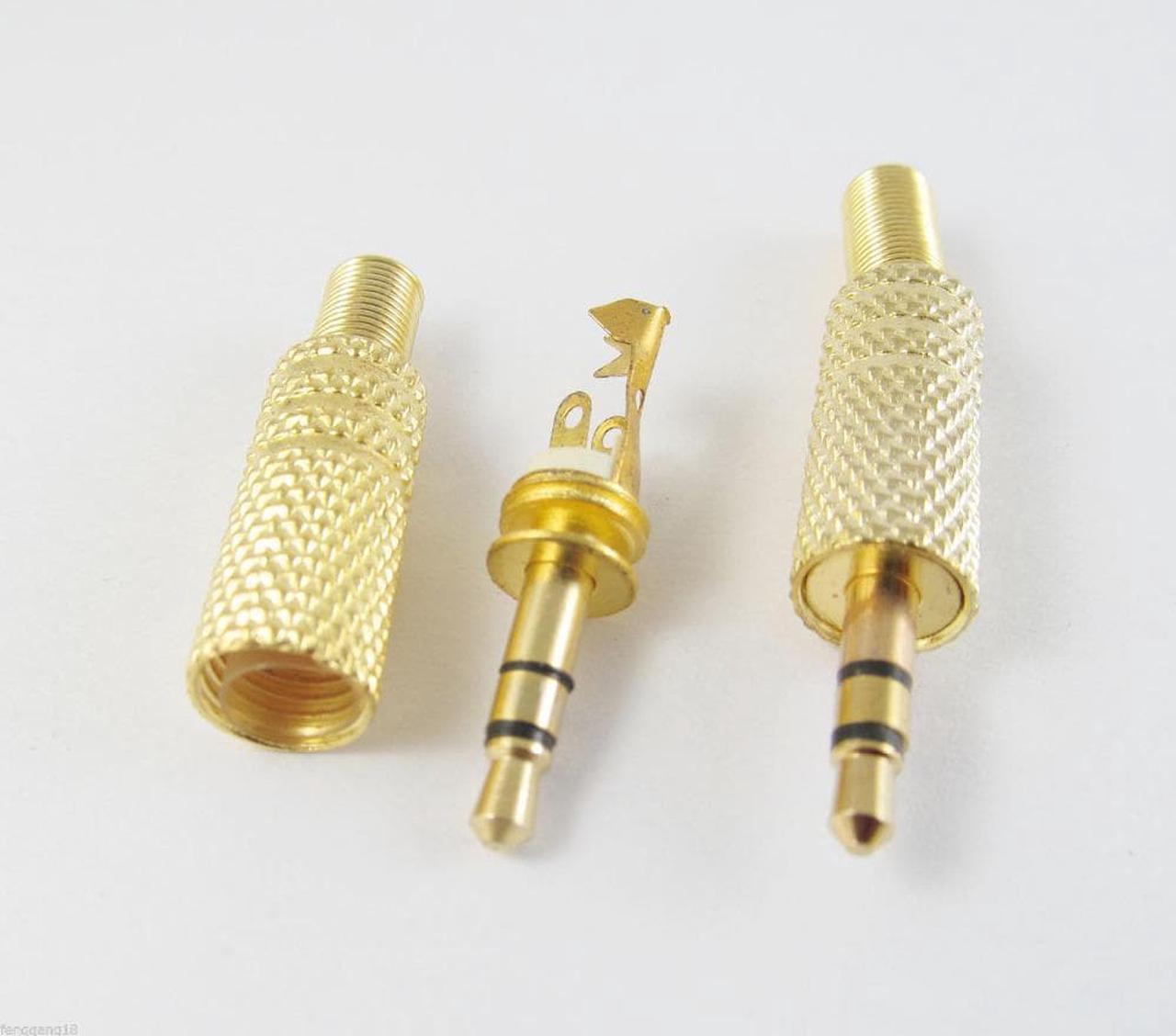 5pcs 3.5mm 1/8" Stereo Male Plug Audio Cable Solder Gold TRS Adapter Connector