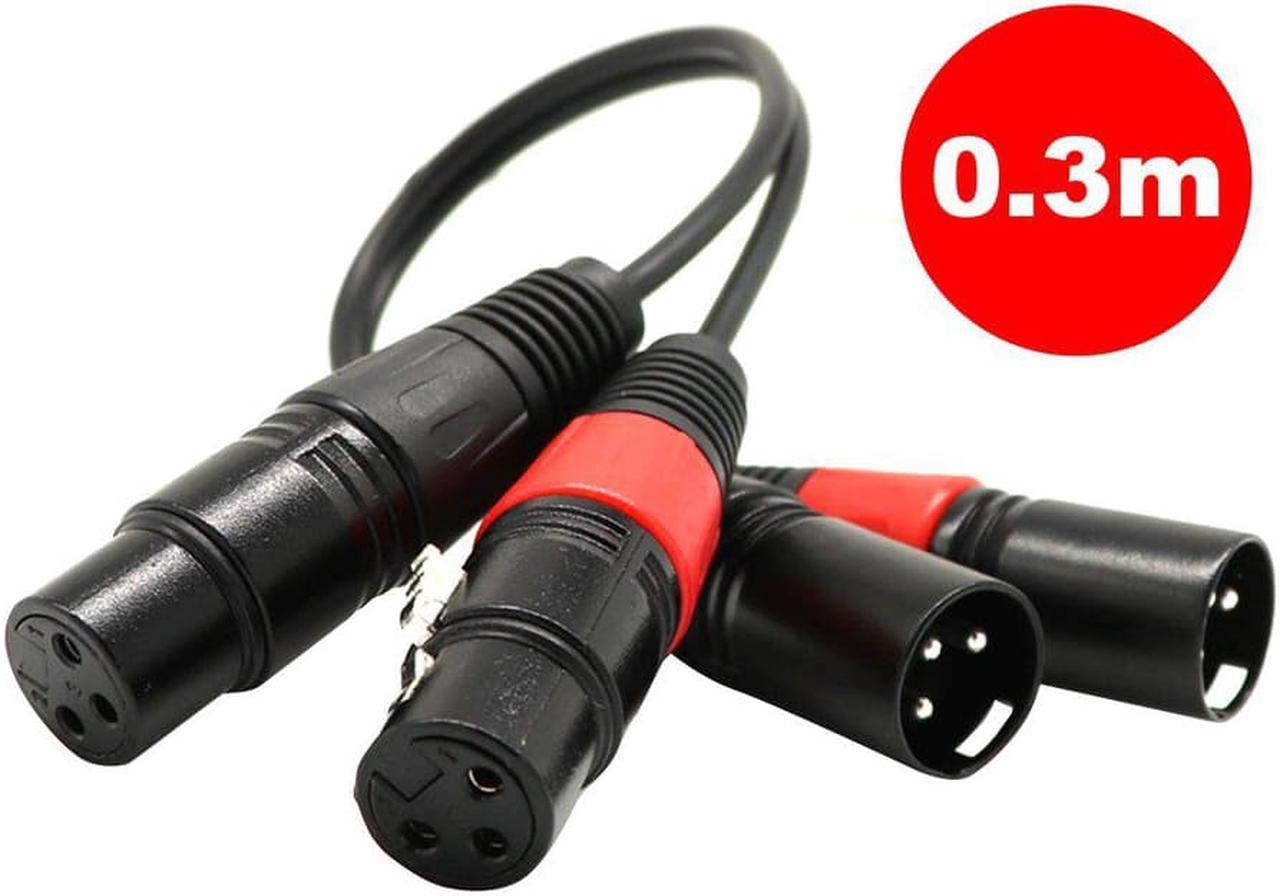 Mini Jack Stereo TRS to Dual XLR 3 Pin female Interconnect Cable Y splitter patch cable cord Adapter Cable (1pcs)