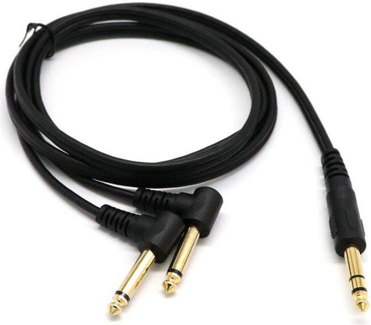 Guitar Y Cable 5 Feet Gold Plated 6.35mm Male TRS Stereo to Dual 2 x 6.35mm Male TS Mono Right Angle Y Splitter Audio Cable (1pcs)