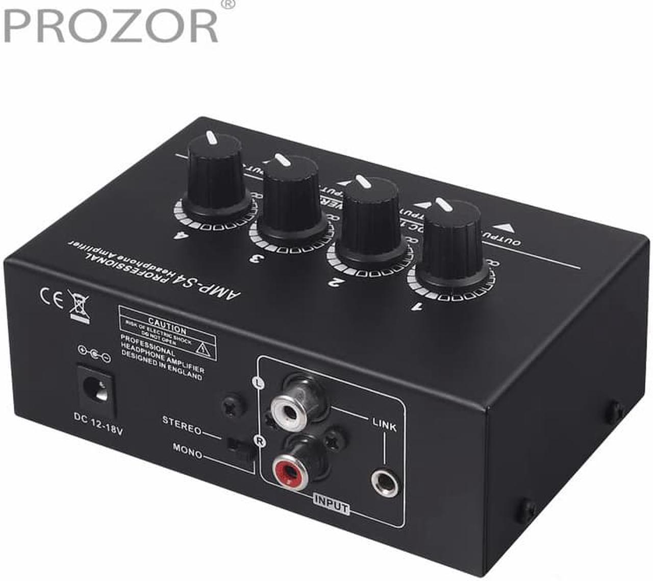 Prozor Portable 4 Channel Headphone Amplifier Balanced TRS Headphones Output Jack and TRS Audio Input For Sound Mixer Amplifier (1pcs)