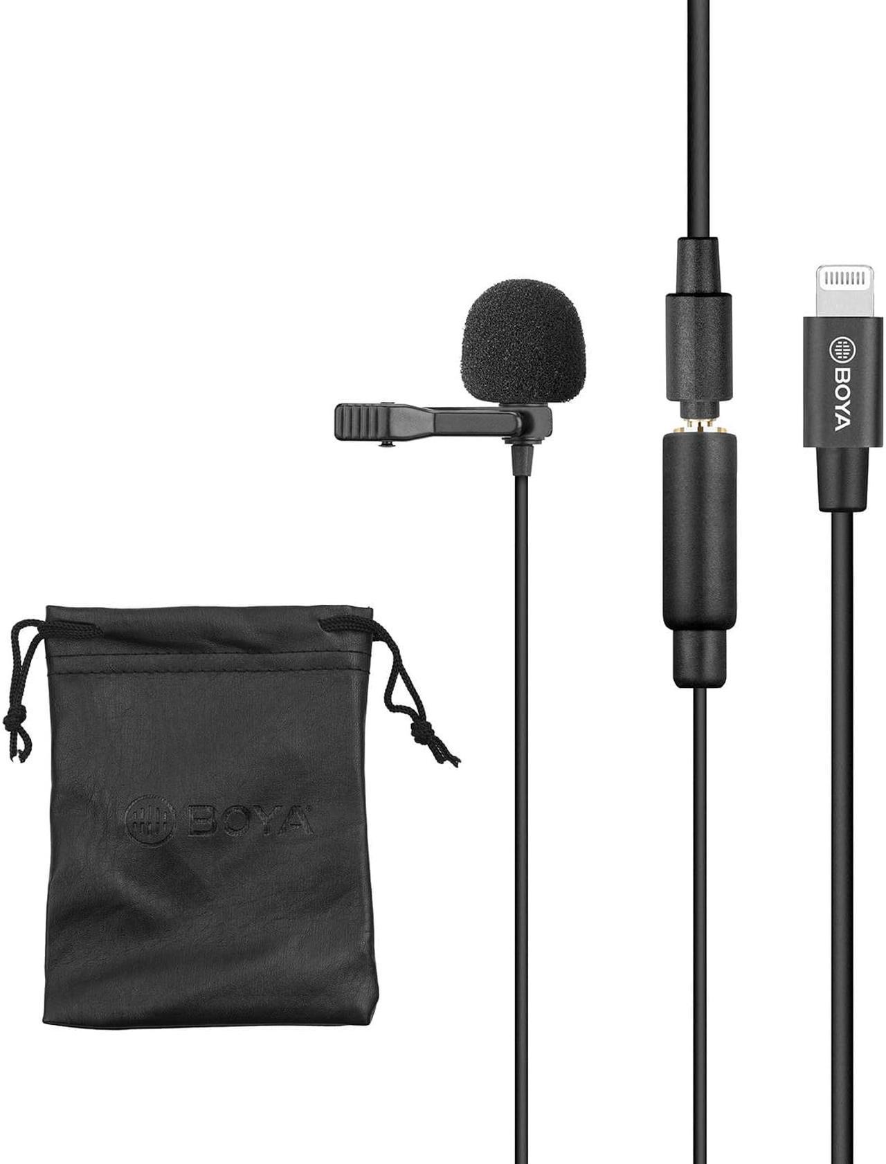 BOYA Cardioid Lavalier Lapel Clip on Microphone with 3.5mm TRS Cable Detachable Single Head Compatible with iOS Smartphones MIc (1pcs)