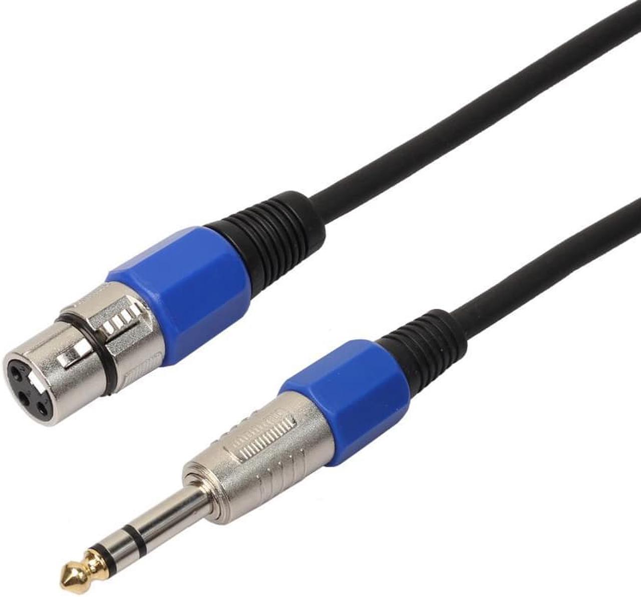 3 pin XLR Female To 1/4" TRS 6.35mm Male Balanced Stereo Audio Mic Cable 1ft (1pcs)