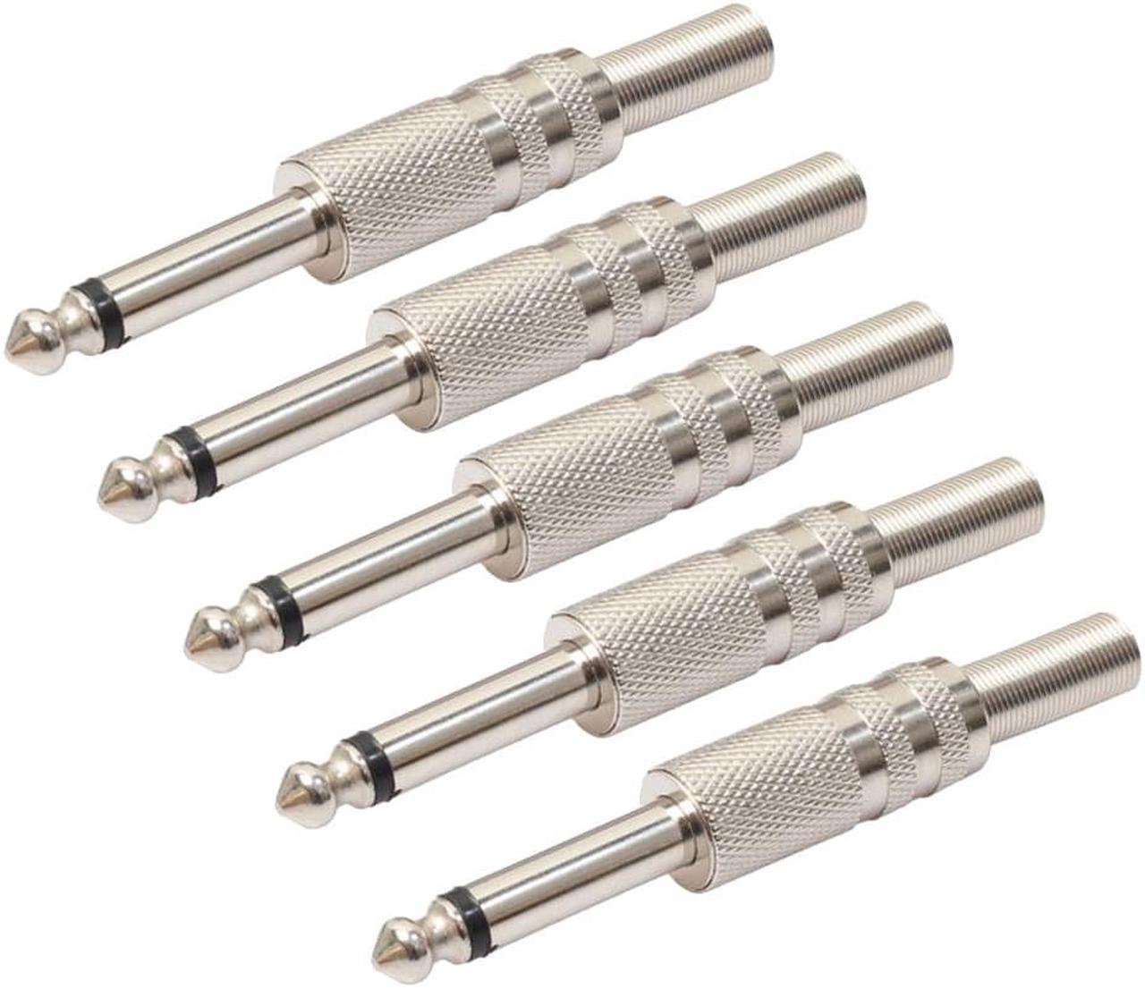 5 Pieces Monaural Microphone Electric Guitar 1/4inch TRS Adapters Silver