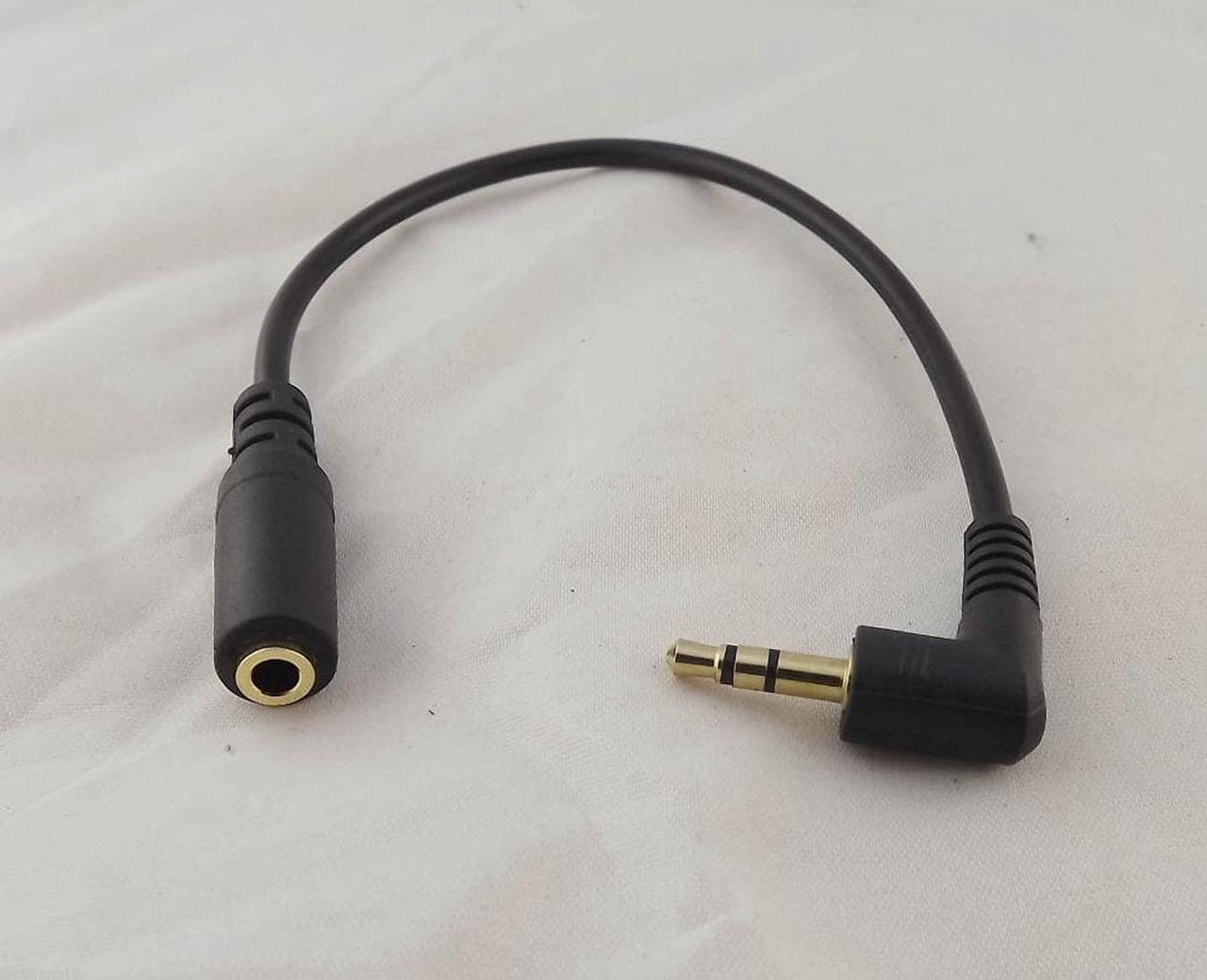 1pcs Gold 3.5mm 3 Pole TRS Right Angled Audio Stereo Male To Female Extension Black Cable 15cm