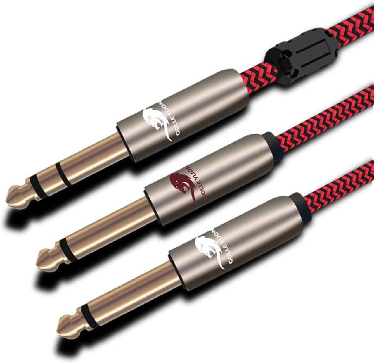 1/4" TRS 6.35mm to 2x 1/4 in TS 6.35mm Male Stereo Audio Cable For Speaker Amplifier Mixer Consoles Splitter Y Cords (1pcs)