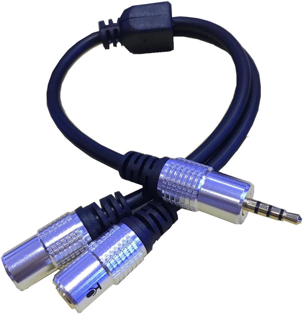 DC 3.5mm TRRS 4 Pole Male to 2 3.5mm Female input TRS Stereo Audio Adapter splitter cable(Microphone and headset) (1pcs)