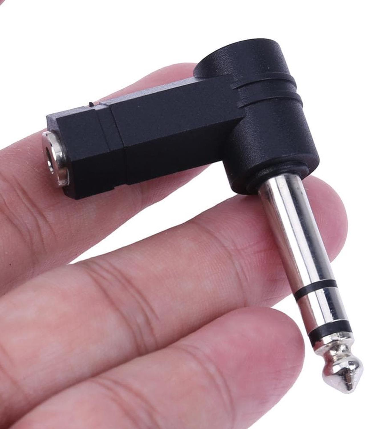 2 pcs 90 Degrees 3.5 to 6.35/6.5mm 1/4" Mono Jack Stereo Audio Adapter Plug 3.5mm TRS Connector Converter AUX Headphone Cable