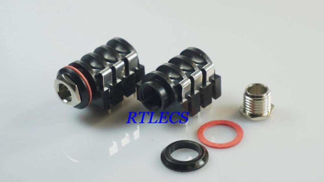 4pcs 1/4" 6.35 mm Stereo Audio Socket Jack Connector 6.5 mm PCB Solder Right Angle Tip Ring Sleeve TRS