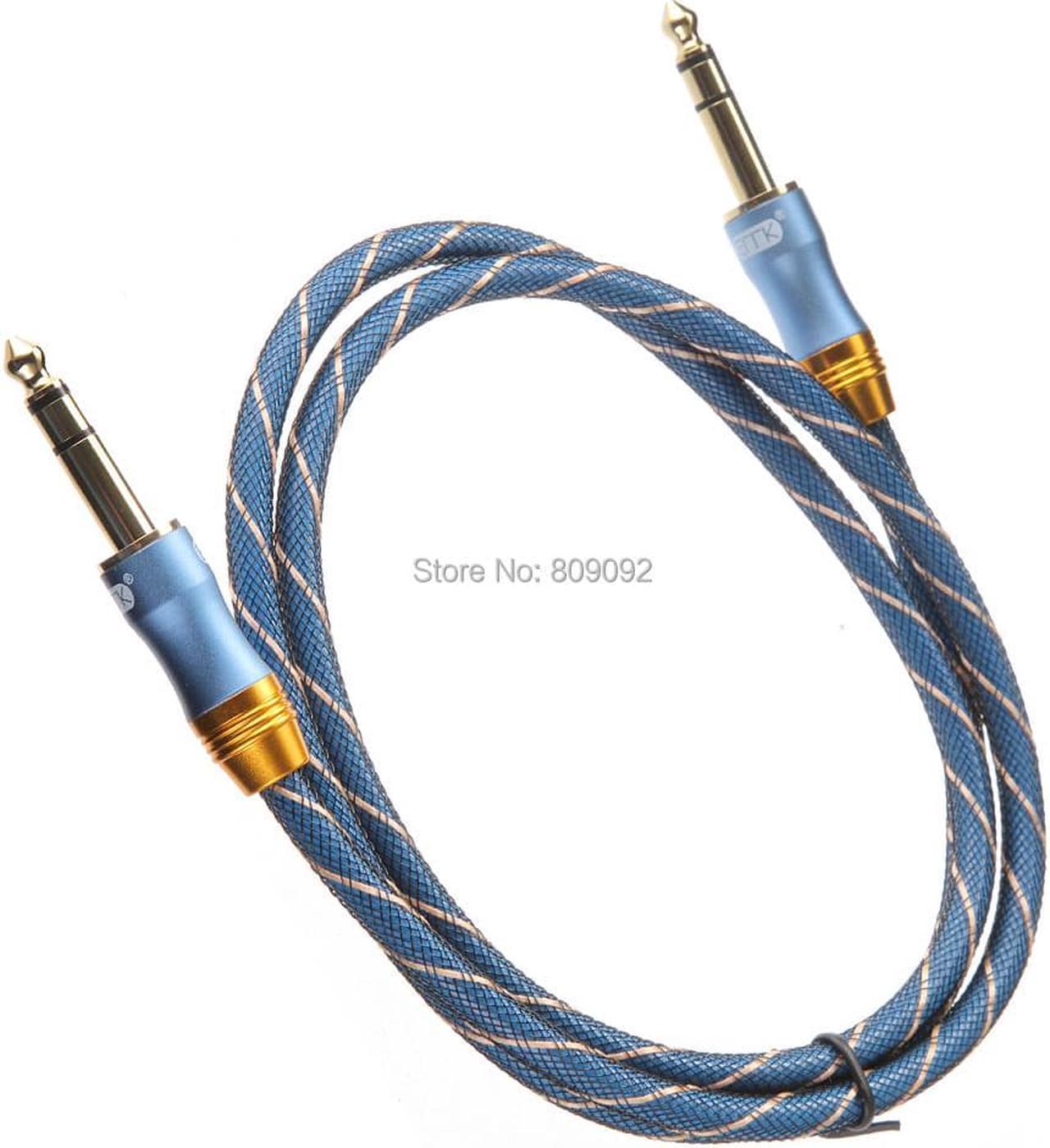 6.35mm 1/4" Male to Male TRS Stereo Audio Cable with Metal Housing and Nylon Braid for iPod Electric Guitar Laptop Home Theater (1pcs)