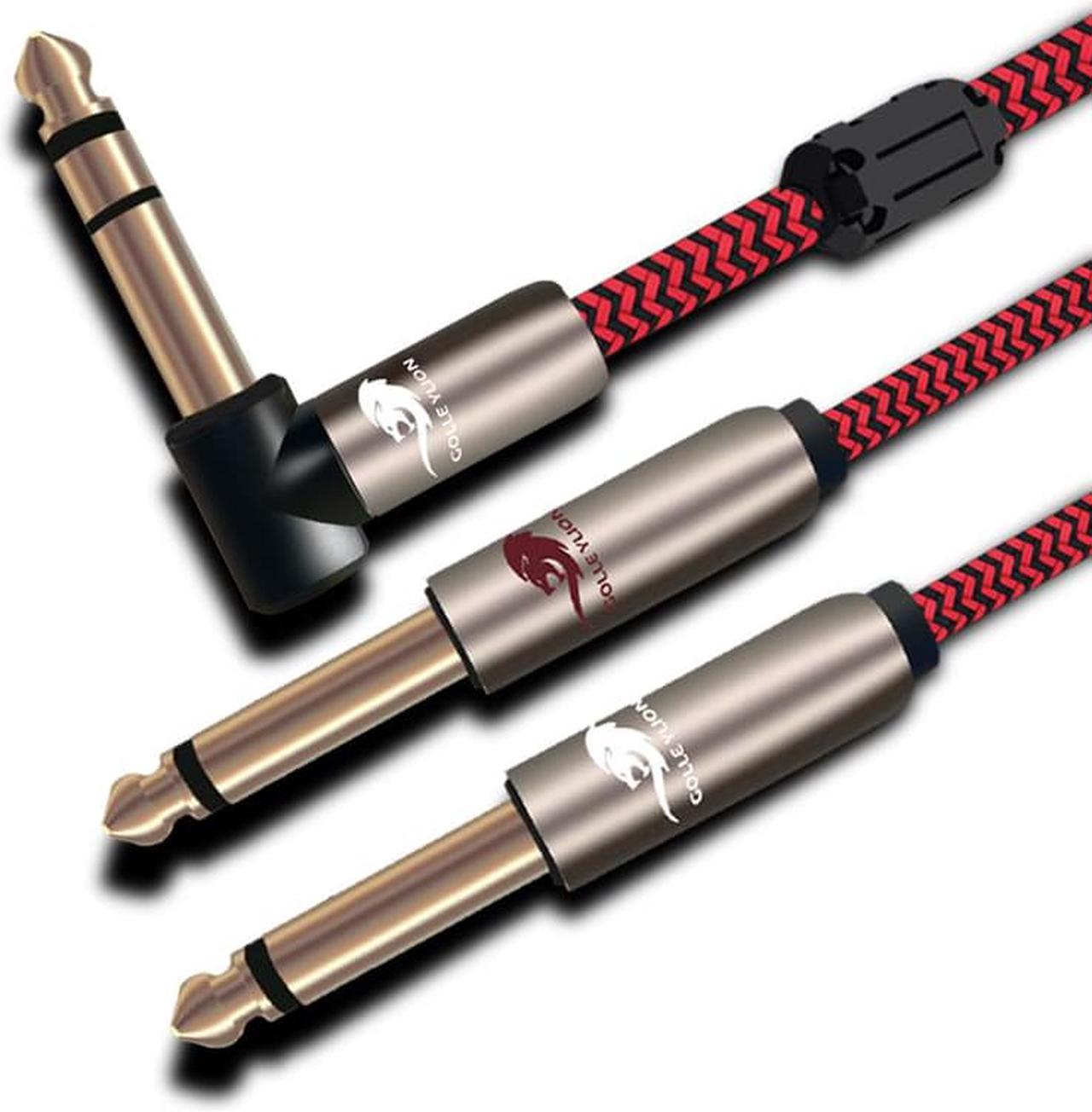 1/4" TRS Stereo 6.35mm male to Double 1/4 in TS Mono male Audio Cable For Mixing Console Amplifier Y Splitter Cord (1pcs)