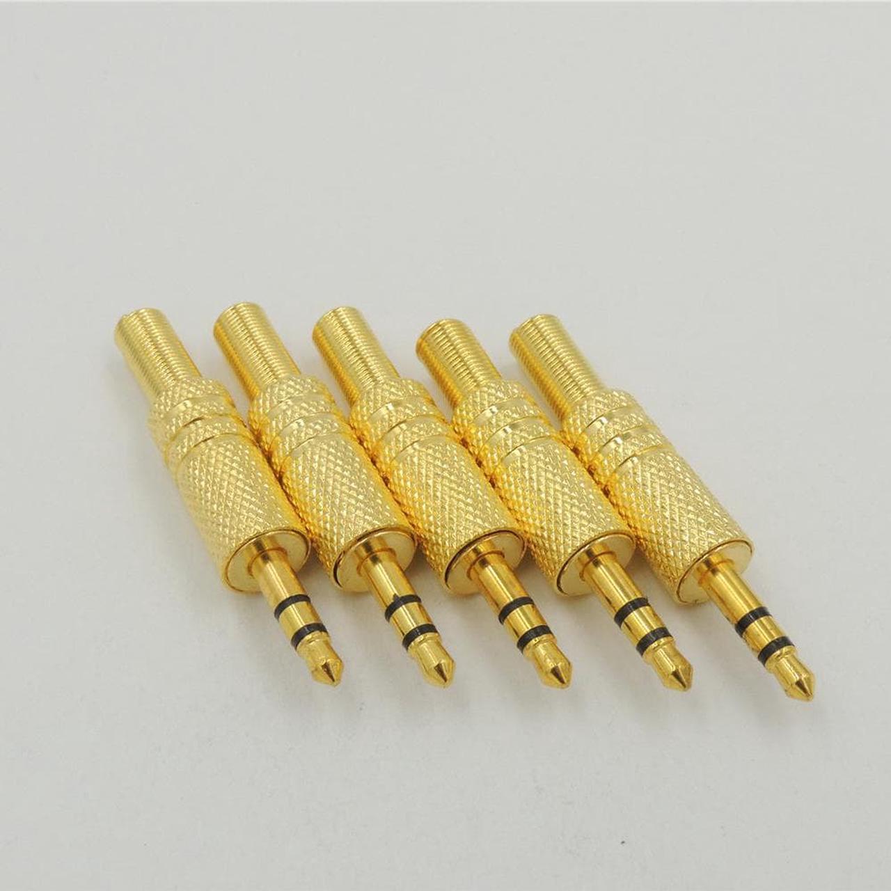 GOLD 1/8" 3.5mm 3 Pole male Stereo TRS Jack Plug Solder Headphone Earphone Connector Adapter with Spring Relief (1pcs)