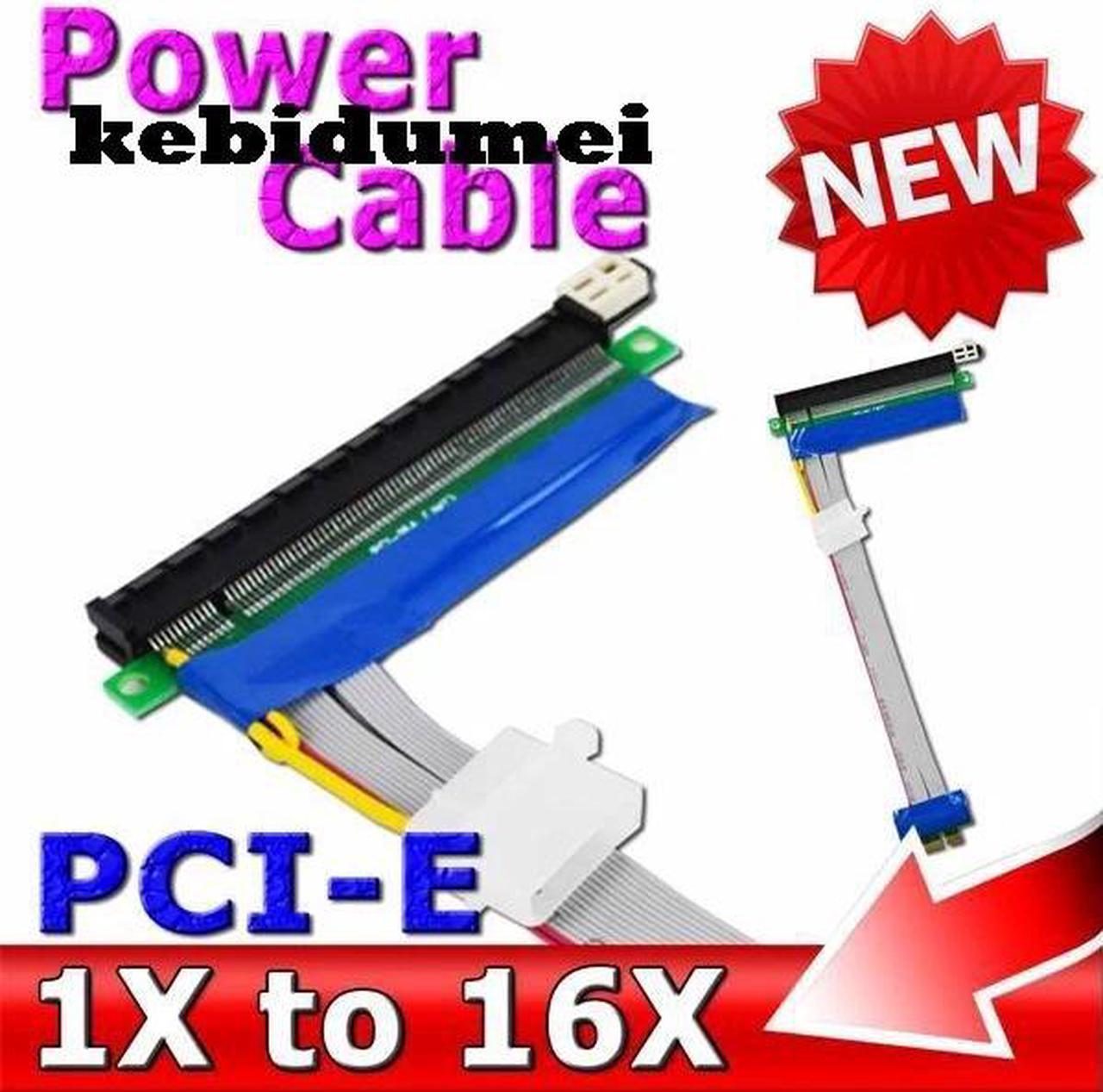 5pcs/lot Molex Power PCI-E Express 1X to 16X PCI E Riser Card Extender Adapter Converter Extension Cable