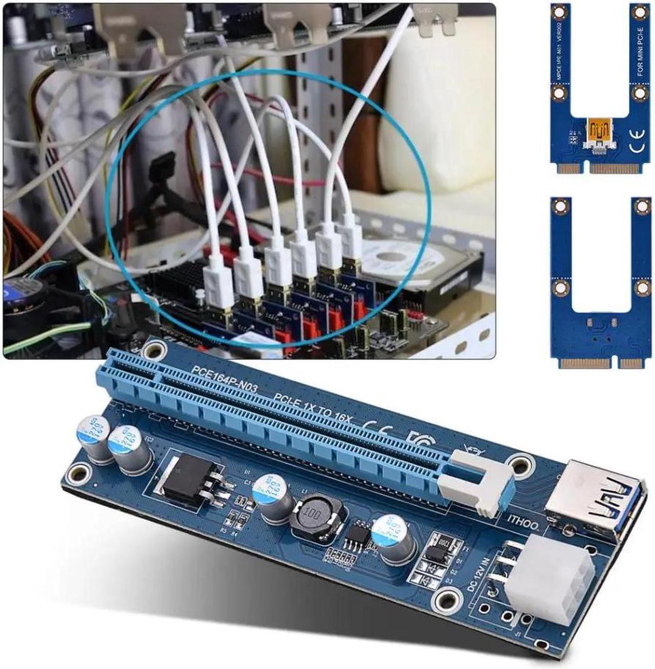 Alt view image 6 of 6 - Mini PCI-E to PCI Express16x Extender Riser Adapter With SATA Power Cord for Video Card Mining