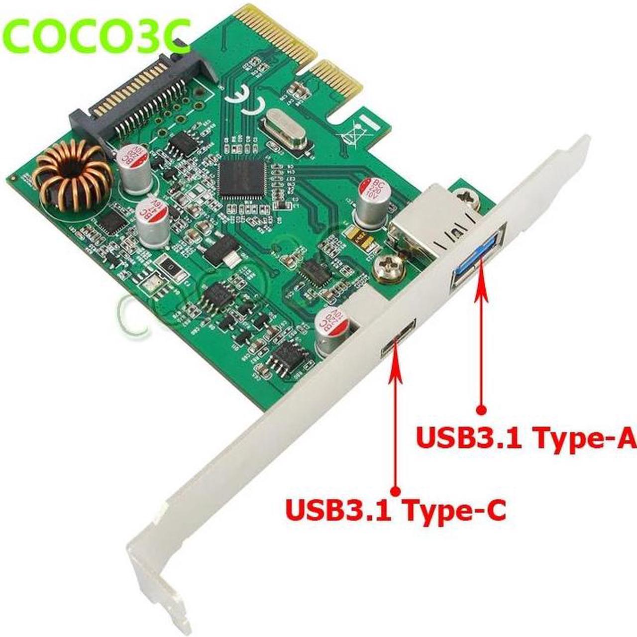 USB 3.1 Type-A + Type-C PCI Express Card PCIe USB3.1 SuperSpeed 10Gbps Type-C + Type-A PCI-e X4 Host Card