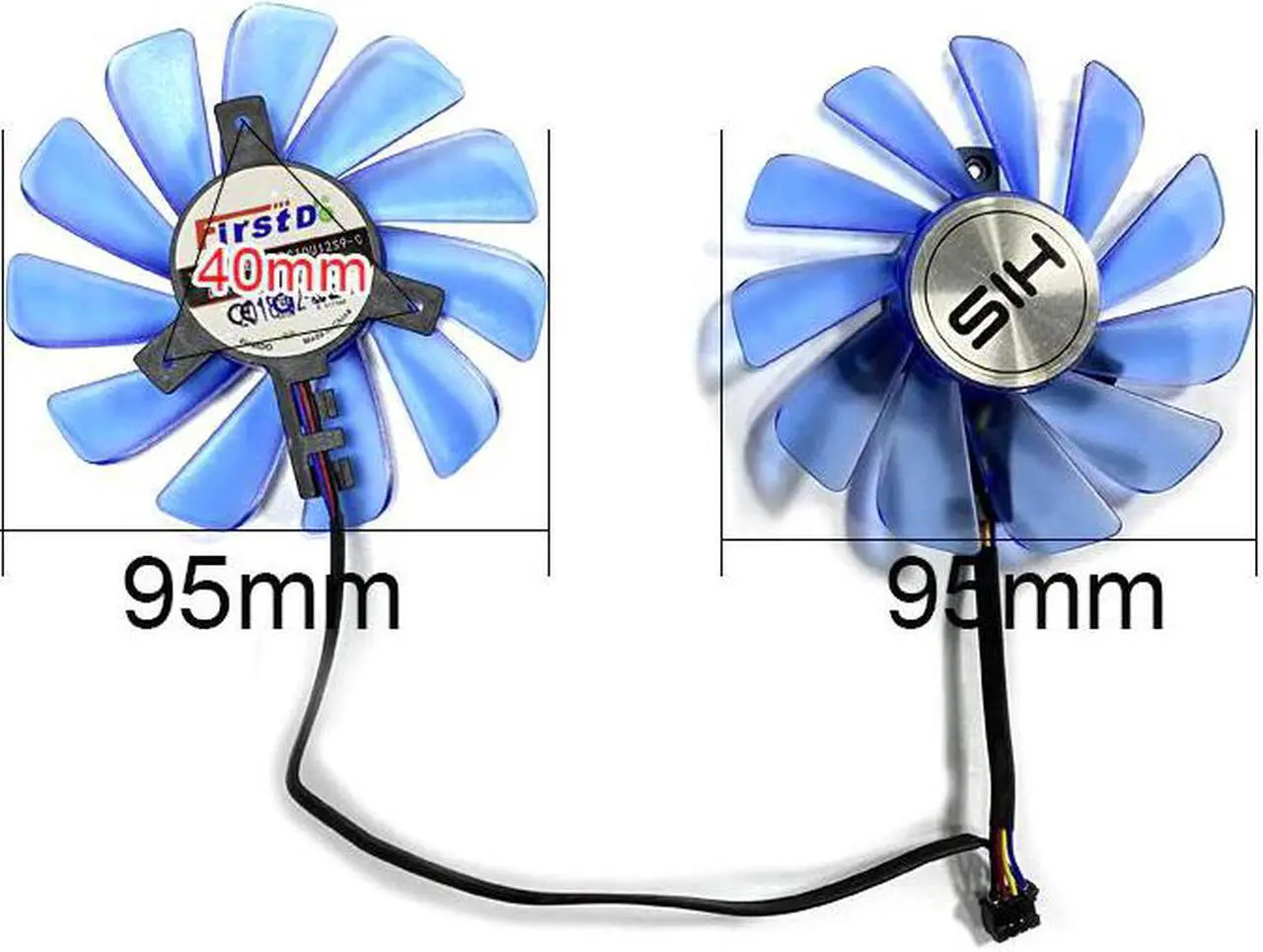 Alt view image 5 of 5 - 2PCS 95MM 4PIN FDC10U12S9-C CF1010U12S GPU Fan For XFX RX 580 Ice QX2 OC RX590 HIS RX580 IceQ RX570 Graphics Card Cooling fan
