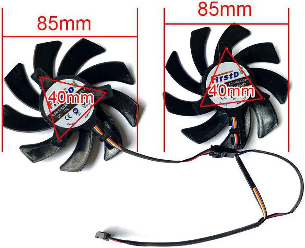 Alt view image 2 of 6 - 2PCS 85MM FDC10H12S9-C FD7010H12S 4PIN DIY RX 5500 XT 4PIN GPU Cooling Fan For Powercolor RX 5700 XT 5600XT RX590 580 GME Red