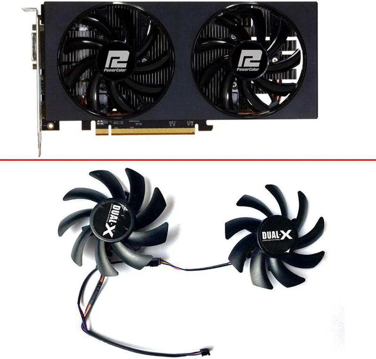 Main image of 2PCS 85MM FDC10H12S9-C FD7010H12S 4PIN DIY RX 5500 XT 4PIN GPU Cooling Fan For Powercolor RX 5700 XT 5600XT RX590 580 GME Red