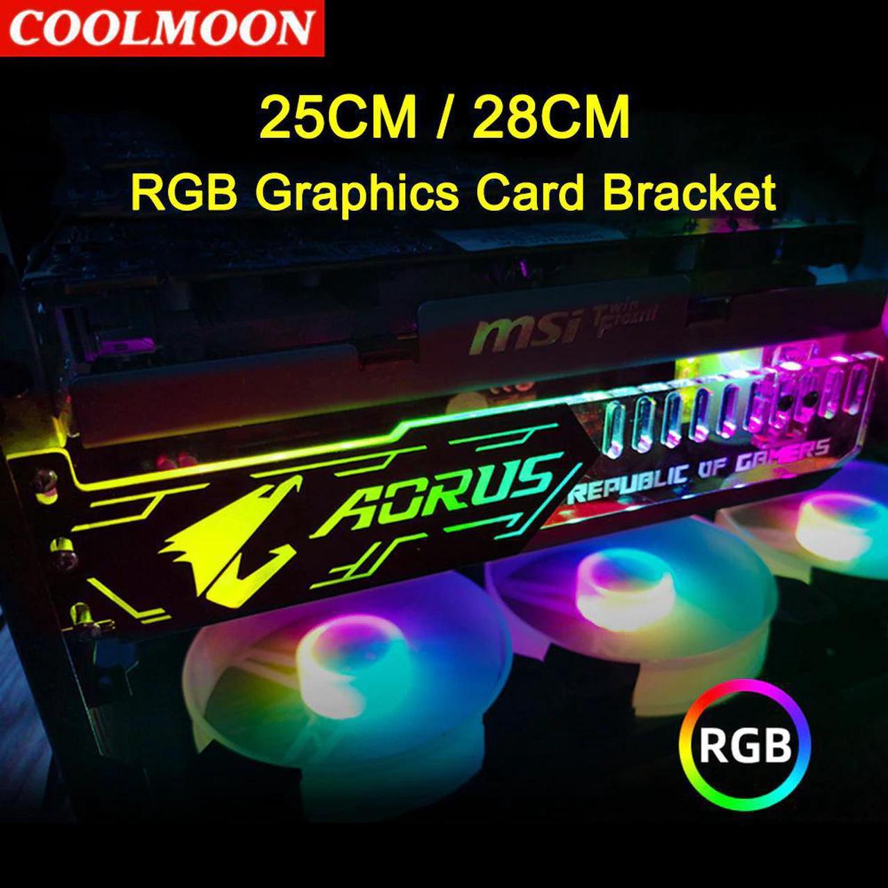 Coolmoon RGB LED Light Graphics Card Bracket 25cm/28cm 5V Small 4PIN GPU Support VGA Holder for Computer Chassis PC Accessories