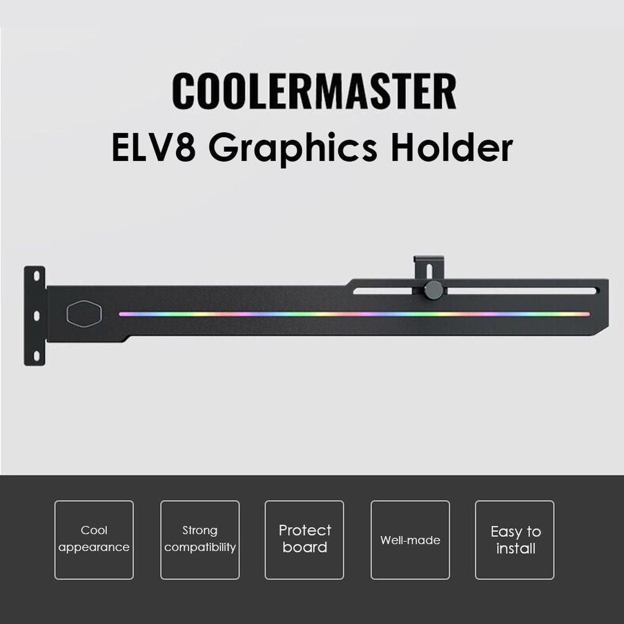 ELV8 LED GPU Holder 3Pin ARGB LED Vertical Graphic Card Bracket Addressable RGB Support Adjustable Length Height PC Accessories