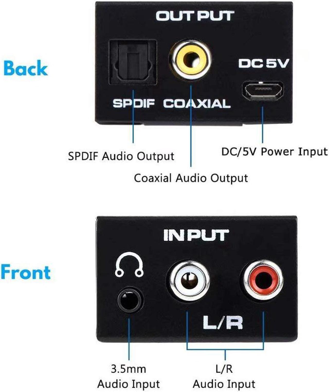 Alt view image 3 of 4 - SGEYR Analog to Digital Audio Converter ADC Analog RCA L/R 3.5mm to SPDIF Coaxial Audio Converter with 3.5mm Jack Input