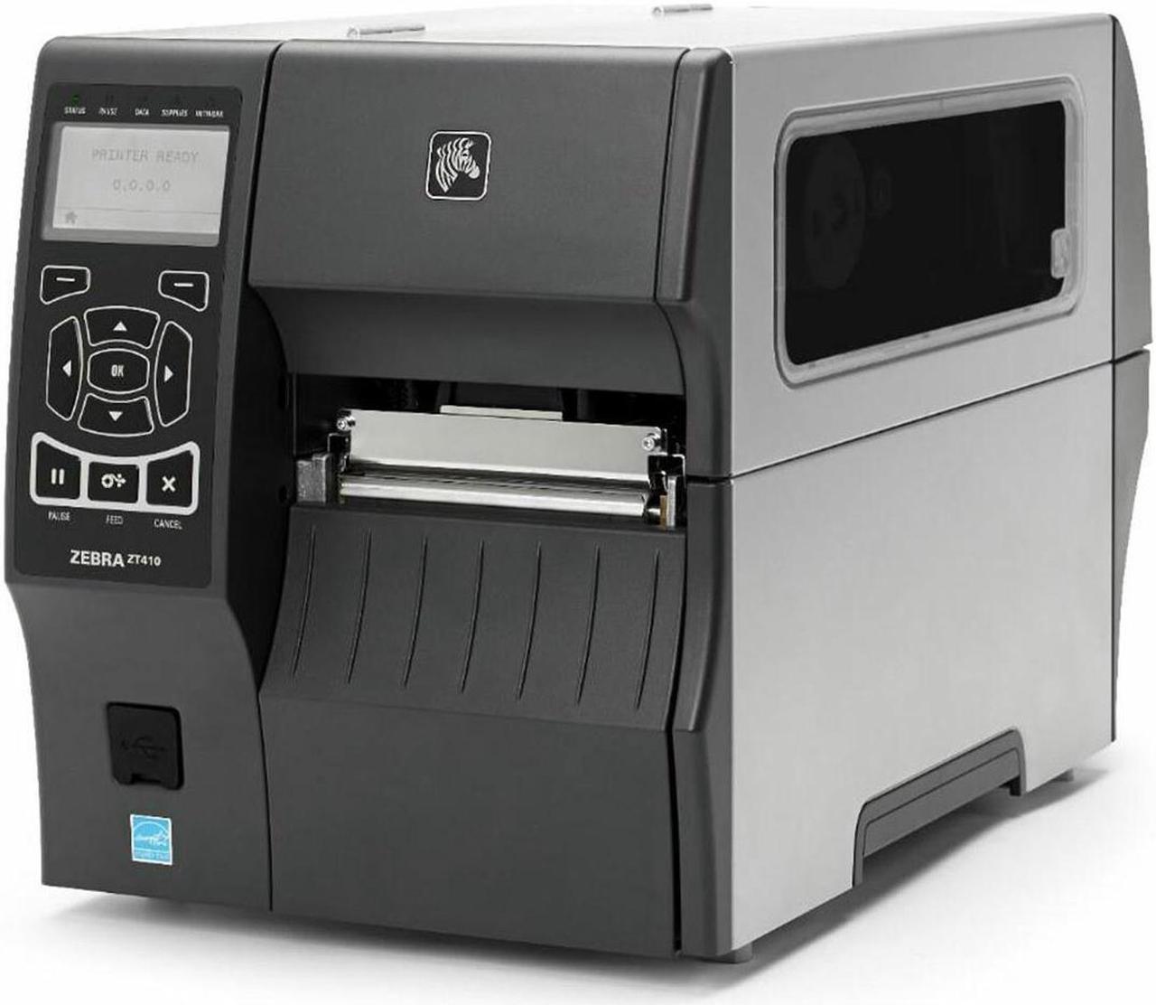 Zebra ZT410 4" Industrial Thermal Transfer Label Printer, LCD, 203 dpi, Serial, USB, 10/100 Ethernet, Bluetooth 2.1/Mfi, USB Host, RFID UHF Encoder: US & CAN, EZPL - ZT41042-T0100A0Z