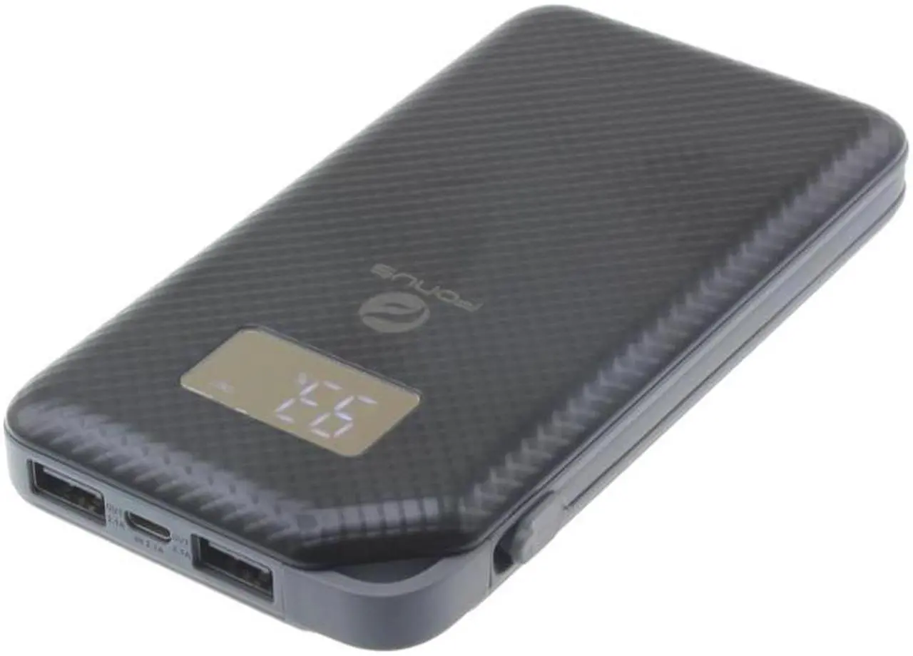 Alt view image 3 of 6 - Slim 10000mAh Portable Battery Charger Backup 2-Port USB Power LED Display Rapid Charging Black L1W for Motorola Moto Z2 Force - Samsung Galaxy J3 J5 J7, Note 3 4 5 Edge Note8, S5 S6 Edge