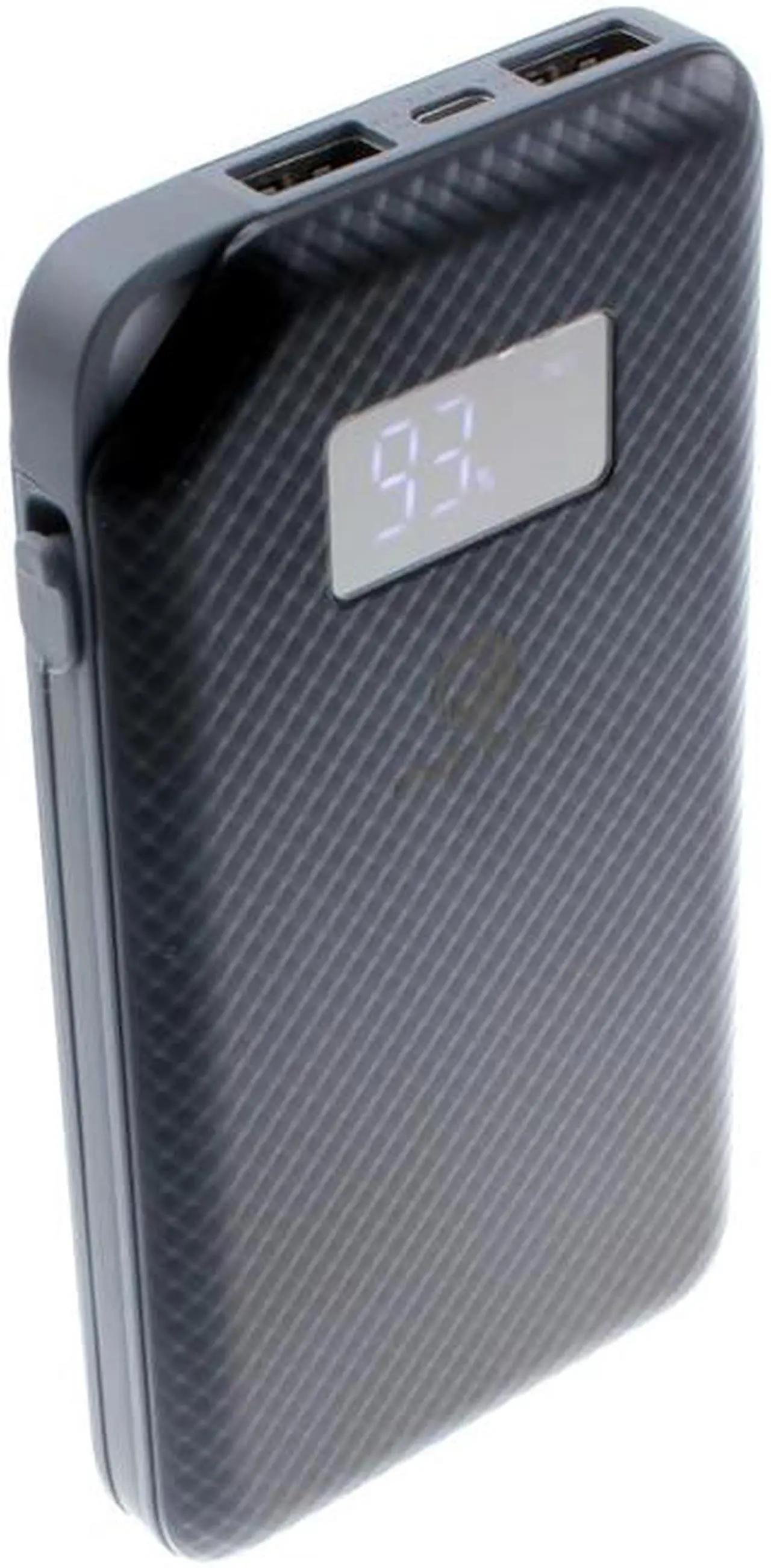 Alt view image 2 of 6 - Slim 10000mAh Portable Battery Charger Backup 2-Port USB Power LED Display Rapid Charging Black L1W for Motorola Moto Z2 Force - Samsung Galaxy J3 J5 J7, Note 3 4 5 Edge Note8, S5 S6 Edge