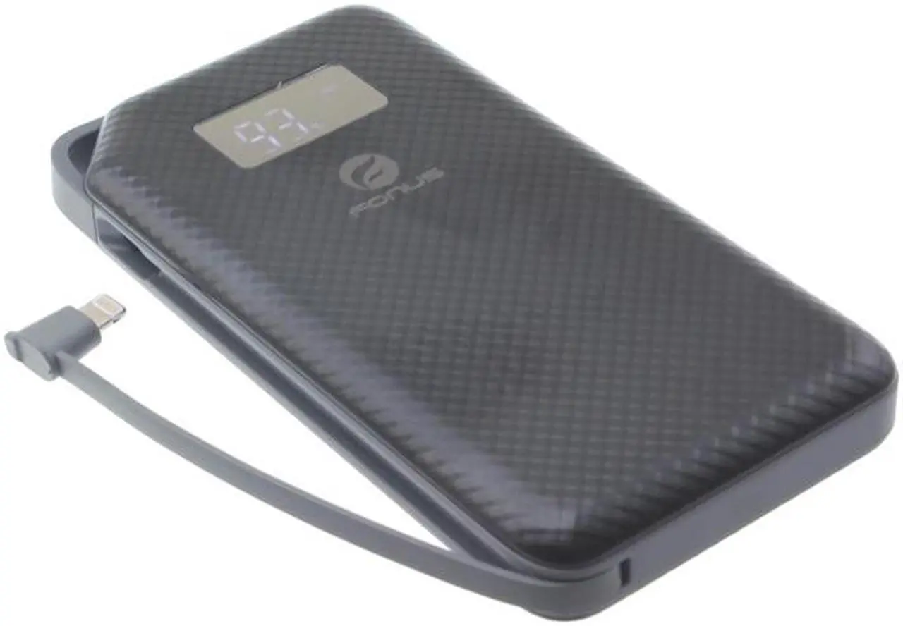 Alt view image 6 of 6 - Slim 10000mAh Portable Battery Charger Backup 2-Port USB Power LED Display Rapid Charging Black L1W for Motorola Moto Z2 Force - Samsung Galaxy J3 J5 J7, Note 3 4 5 Edge Note8, S5 S6 Edge