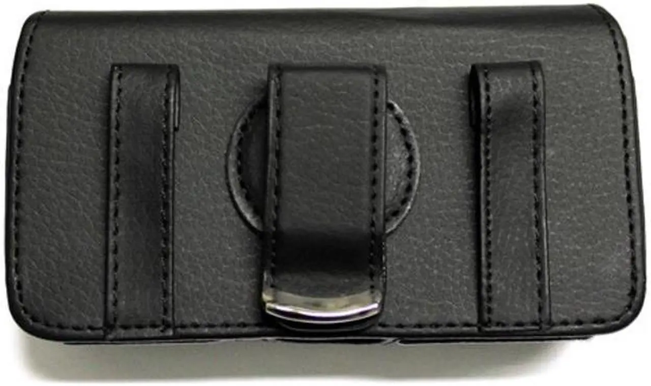 Alt view image 3 of 4 - Black Leather Side Case Side Cover Pouch for LG Optimus Exceed 2 L70, Realm - ZTE Sonata 2