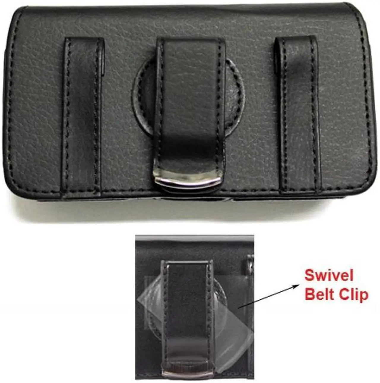 Alt view image 2 of 4 - Black Leather Side Case Side Cover Pouch for LG Optimus Exceed 2 L70, Realm - ZTE Sonata 2