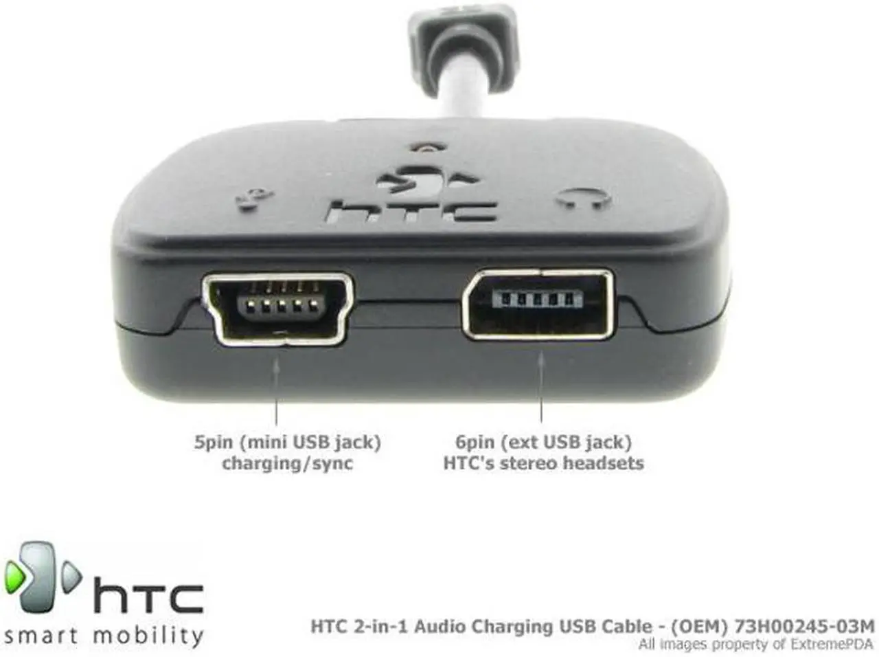 Alt view image 6 of 6 - Mini USB Headset and Charger Splitter Port Y Adapter G4B for HTC Tilt 2, Touch Diamond Pro 2 Fuze