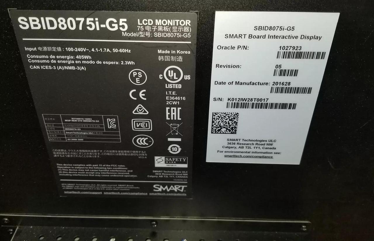 Alt view image 4 of 4 - Smart Board SBID8075i-G5 75" 4K Interactive Whiteboard LED Touch Display
