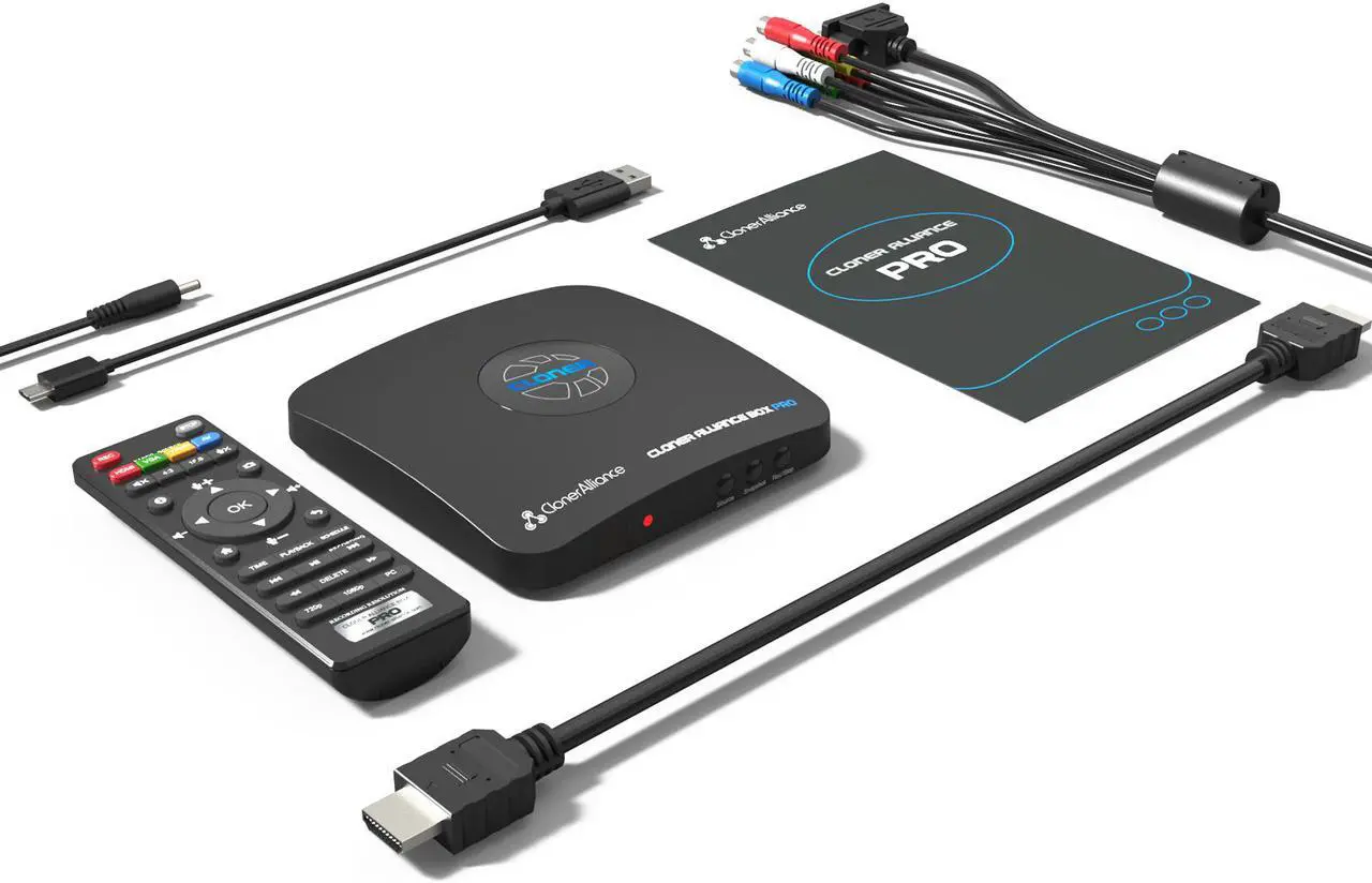 Alt view image 4 of 8 - ClonerAlliance Box Pro, Capture 1080p@60fps HDMI Videos/Games and Play Back Instantly with The Remote Control, Schedule Recording, HDMI/VGA/AV/YPbPr Input. No PC Required.