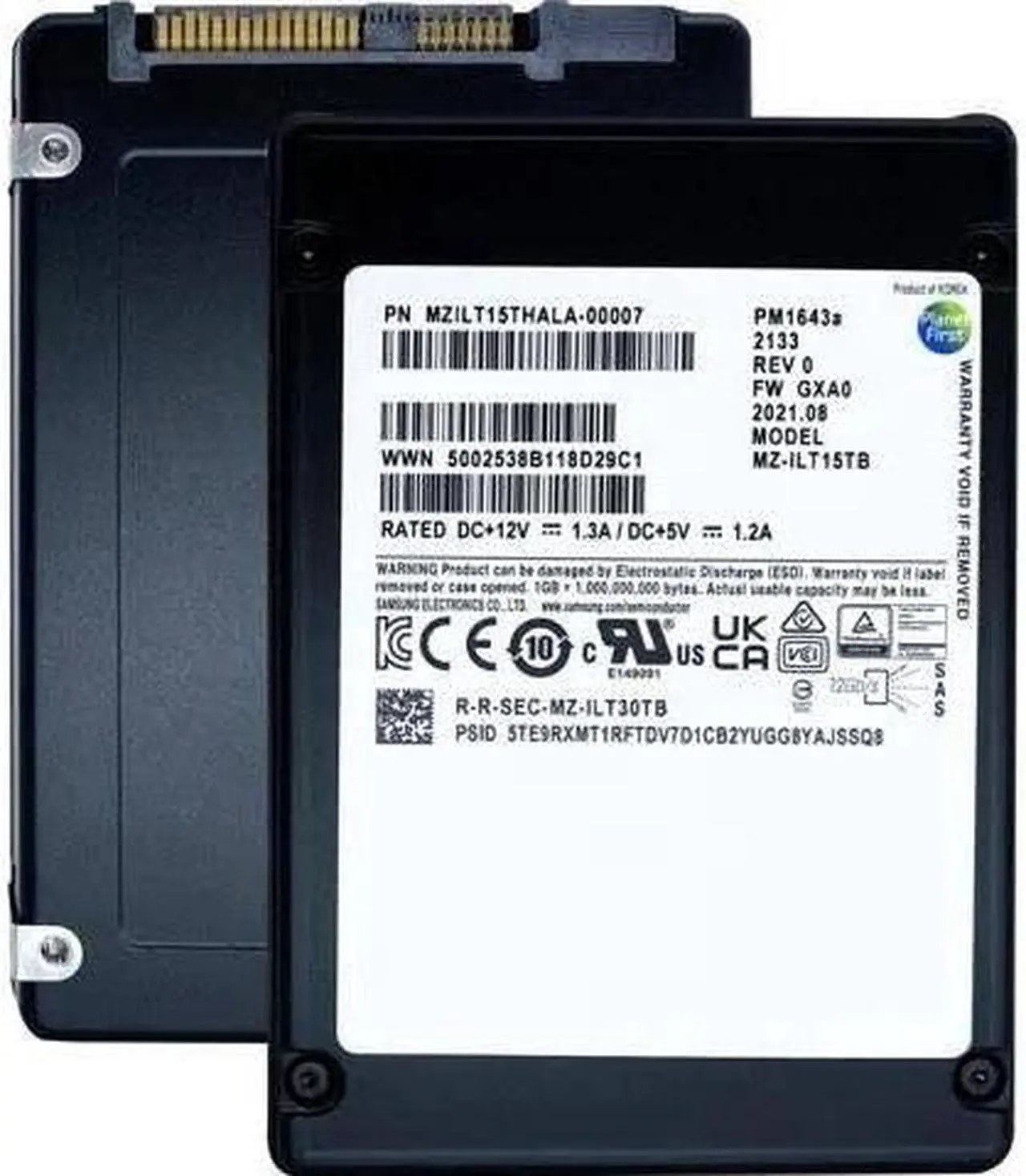 Alt view image 5 of 5 - Samsung PM1643a 3.84TB SAS 12Gb/s 3D TLC 2.5" Enterprise SSD  MZ-ILT3T8B