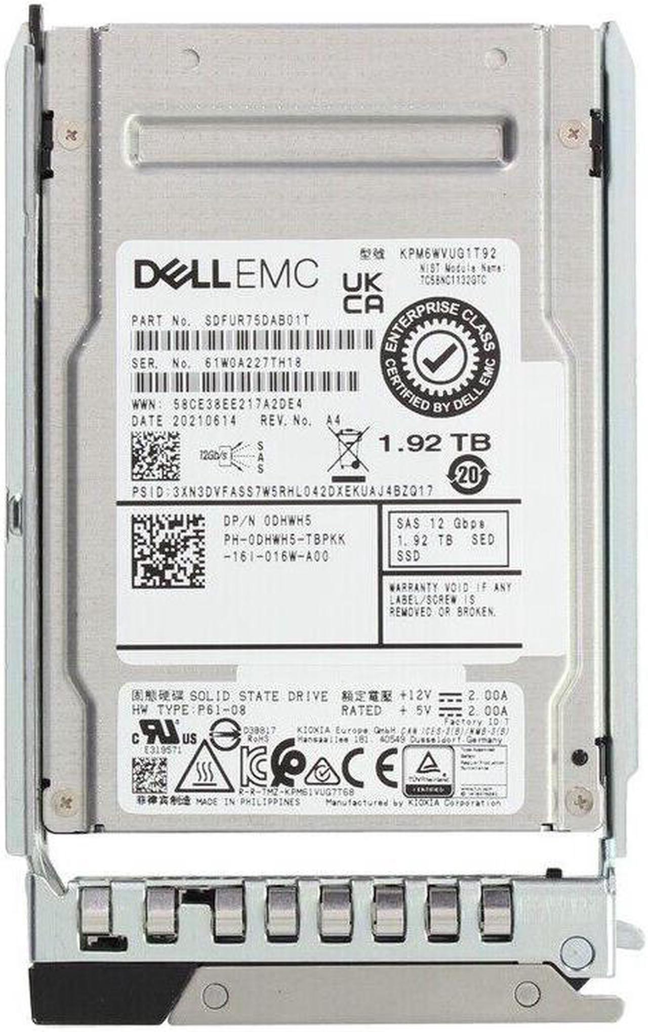 Main image of Dell DHWH5 1.92TB SED Mixed Use 3DWPD SAS-12Gbps 2.5Inch Hot-Plug SSD