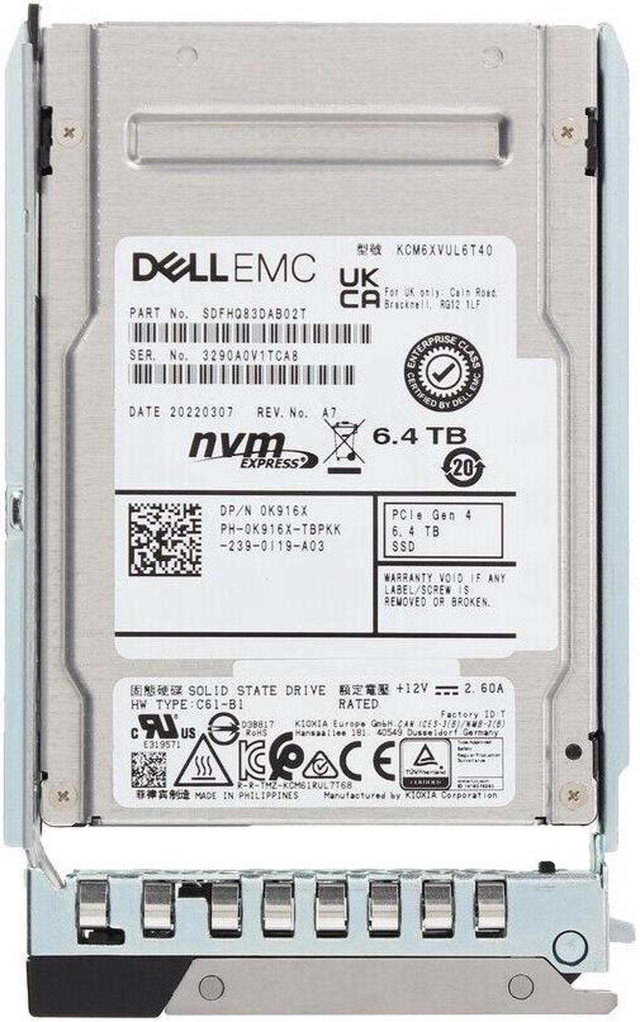 Alt view image 2 of 2 - Dell K916X 6.4TB 2.5-inch Internal Solid State Drive for Select PowerEdge Servers - Mixed Use - PCIe 4.0 - NVMe 1.4 - BiCS FLASH TLC