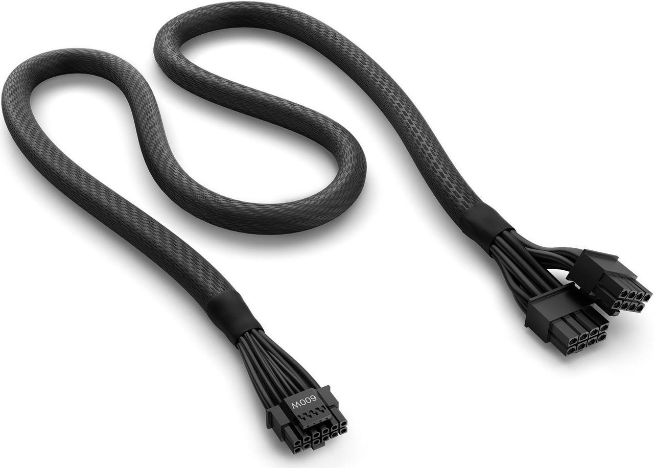 Main image of NZXT 12VHPWR Adapter Cable - 12+4-Pin (16-Pin) 12HVPWR to Dual 8-Pin PCIe - Compatible NVIDIA 40 Series Graphics Cards with Existing NZXT ATX 2.X PSUs (PA-xG1BB) - Rated for 600 Watts - Black