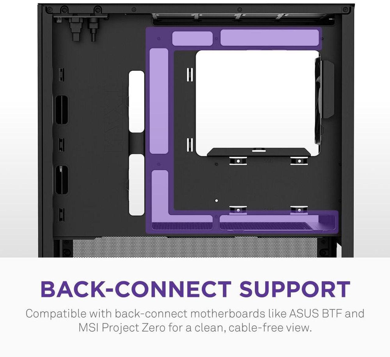 Alt view image 5 of 7 - NZXT H3 Flow  Micro-ATX PC Case  Optimized Airflow  Includes 1 x 120mm Rear Fan  Supports Full-Sized GPUs  Fits 280mm Front, 240mm Top Radiator   Back-Connect Motherboard  Black