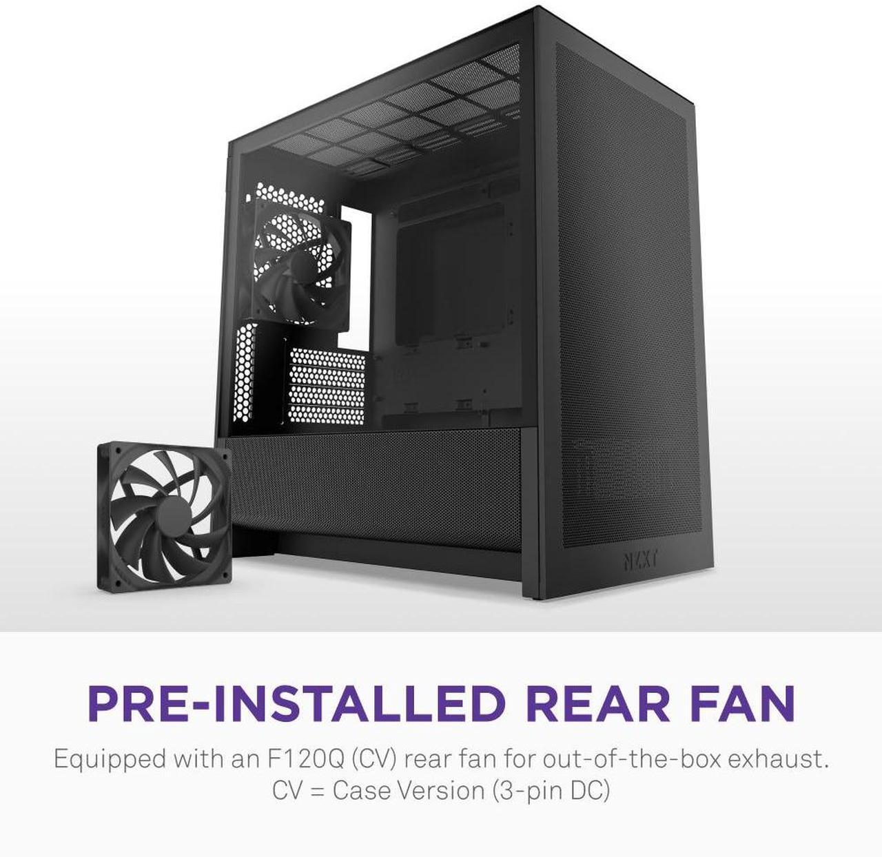 Alt view image 7 of 7 - NZXT H3 Flow  Micro-ATX PC Case  Optimized Airflow  Includes 1 x 120mm Rear Fan  Supports Full-Sized GPUs  Fits 280mm Front, 240mm Top Radiator   Back-Connect Motherboard  Black