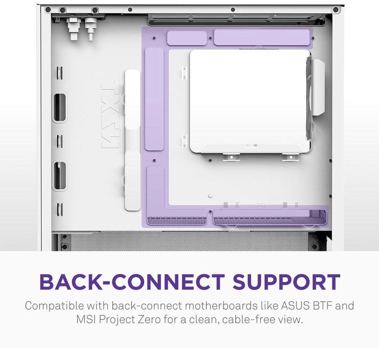 Alt view image 7 of 7 - NZXT H3 Flow  Micro-ATX PC Case  Optimized Airflow  Includes 1 x 120mm Rear Fan  Supports Full-Sized GPUs  Fits 280mm Front, 240mm Top Radiator   Back-Connect Motherboard  White
